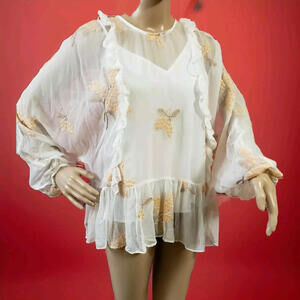 Stevie May Chiffon Floral Top blouse Long sleeve size Small. NEW